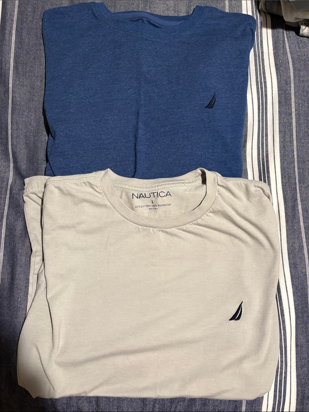 Two Nautica Men's Crew Neck T-Shirt - Blue / Light Gray